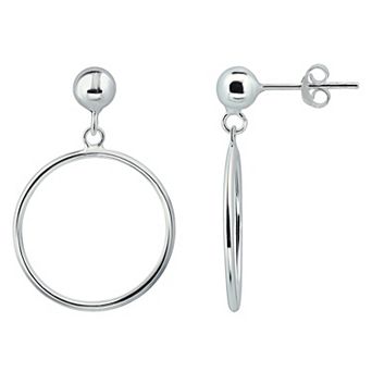 Aleure Precioso 18k Gold Over Silver 20 mm Open Circle Drop Earrings