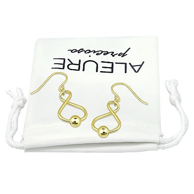 Aleure Precioso Sterling Silver Bead Infinity Drop Earrings