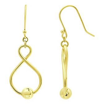 Aleure Precioso Sterling Silver Bead Infinity Drop Earrings