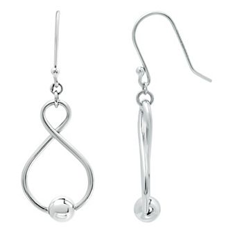 Aleure Precioso Sterling Silver Bead Infinity Drop Earrings