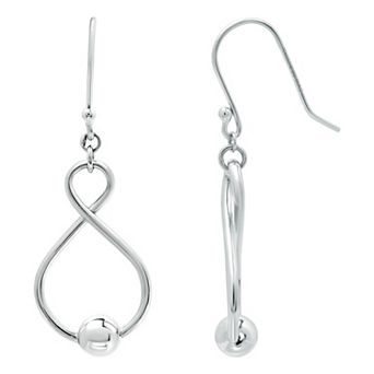 Aleure Precioso Sterling Silver Bead Infinity Drop Earrings