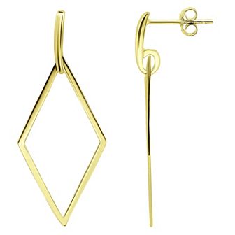 Aleure Precioso Sterling Silver Open Diamond Shaped Drop Earrings