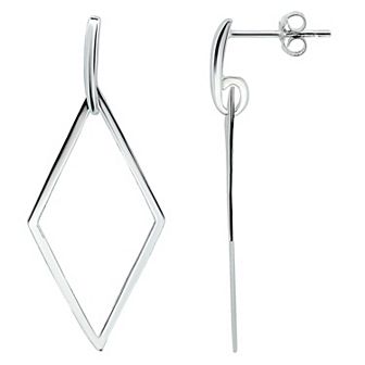 Aleure Precioso Sterling Silver Open Diamond Shaped Drop Earrings