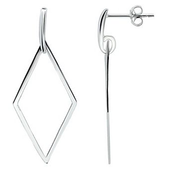 Aleure Precioso Sterling Silver Open Diamond Shaped Drop Earrings