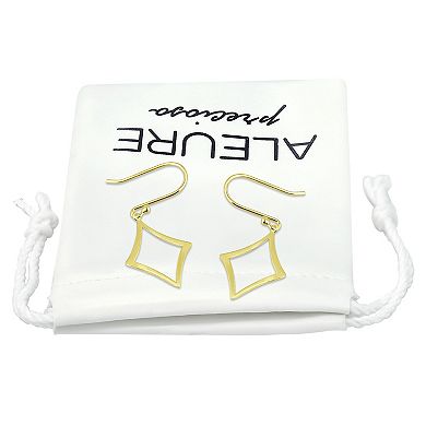 Aleure Precioso Sterling Silver Diamond Shaped Drop Fishhook Earrings