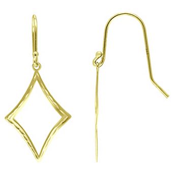 Aleure Precioso Sterling Silver Diamond Shaped Drop Fishhook Earrings