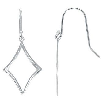 Aleure Precioso Sterling Silver Diamond Shaped Drop Fishhook Earrings