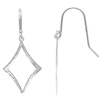 Aleure Precioso Sterling Silver Diamond Shaped Drop Fishhook Earrings