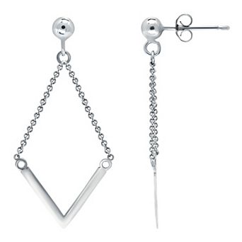 Aleure Precioso Sterling Silver Chain with "V" Drop Earrings