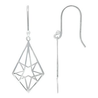 Aleure Precioso 18k Gold Over Silver Designed Kite Shaped Drop Fishhook Earrings