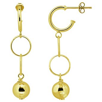 Aleure Precioso Sterling Silver Bead & Circle Drop Earrings