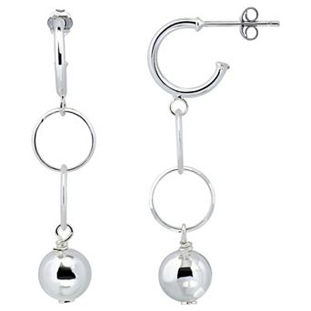 Aleure Precioso Sterling Silver Bead & Circle Drop Earrings