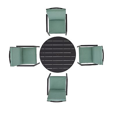 Crosley Kaplan Outdoor Round Dining Table & Chair 5-piece Set