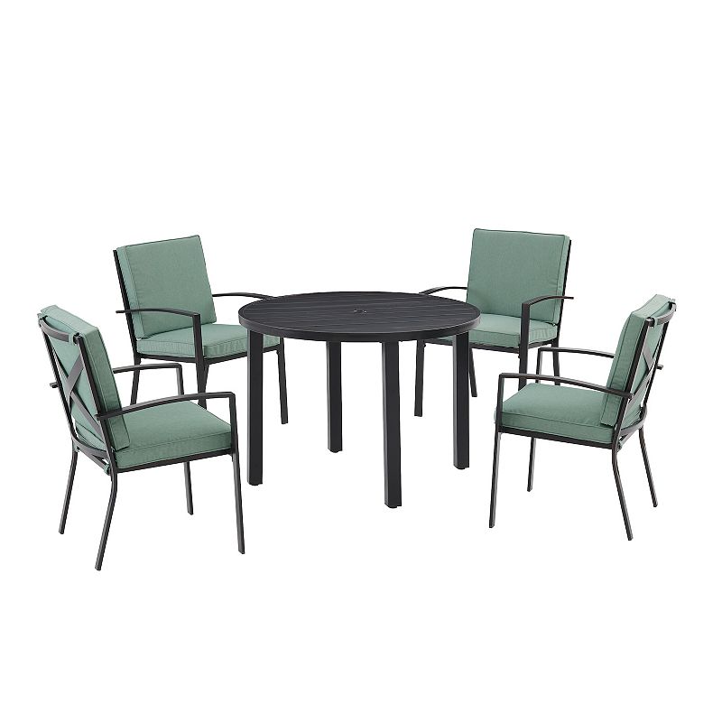 Crosley Kaplan Outdoor Round Dining Table & Chair 5-piece Set, Green