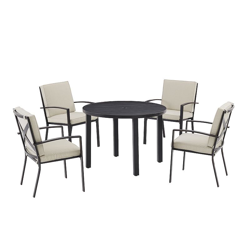 Crosley Kaplan Outdoor Round Dining Table & Chair 5-piece Set, Beig/Green