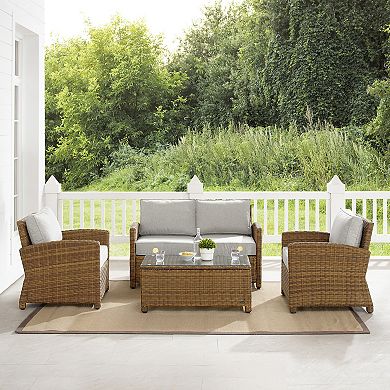 Crosley Bradenton Outdoor Conversation Loveseat, Chair & Coffee Table 4-piece Set