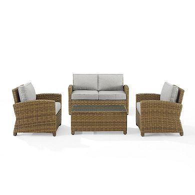 Crosley Bradenton Outdoor Conversation Loveseat, Chair & Coffee Table 4-piece Set