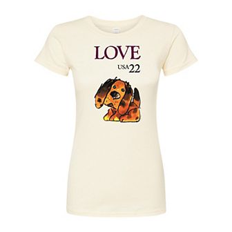 Juniors' USPS Love Puppy Fitted Graphic Tee