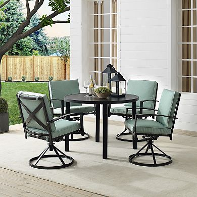 Crosley Kaplan Outdoor Round Dining Table & Swivel Chair 5-piece Set