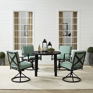 Crosley Kaplan Outdoor Round Dining Table & Swivel Chair 5-piece Set