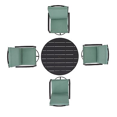 Crosley Kaplan Outdoor Round Dining Table & Swivel Chair 5-piece Set