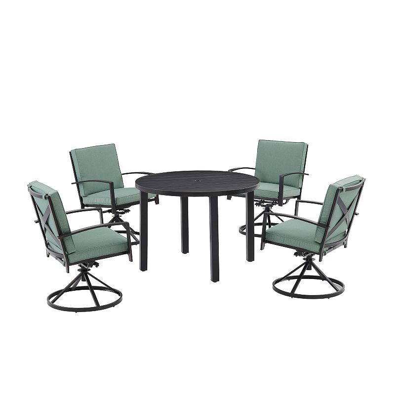 Crosley Kaplan Outdoor Round Dining Table & Swivel Chair 5-piece Set, Green