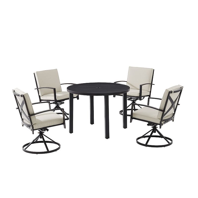 Crosley Kaplan Outdoor Round Dining Table & Swivel Chair 5-piece Set, Beig/