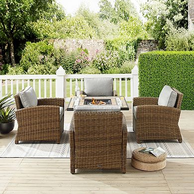 Crosley Bradenton Outdoor Fire Pit & Conversation Patio Chair 5-piece Set