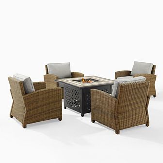 Crosley Bradenton Outdoor Fire Pit & Conversation Patio Chair 5 pc Set