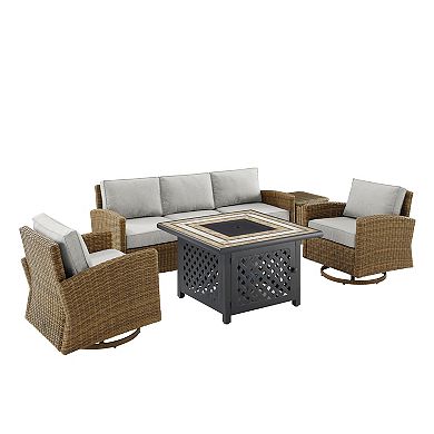 Crosley Bradenton Outdoor Rocker, Couch, End Table & Fire Pit 5-piece Set