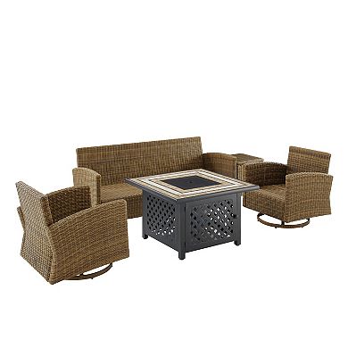 Crosley Bradenton Outdoor Rocker, Couch, End Table & Fire Pit 5-piece Set