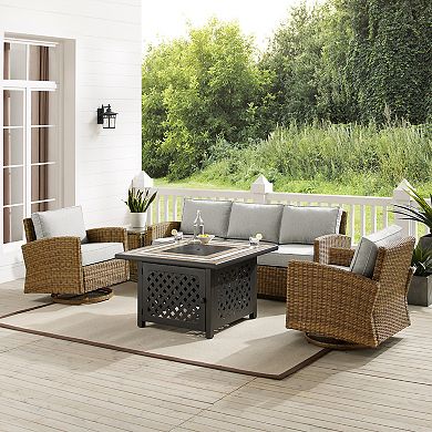 Crosley Bradenton Outdoor Rocker, Couch, End Table & Fire Pit 5-piece Set