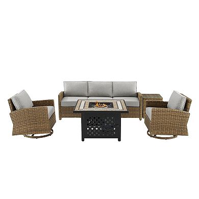 Crosley Bradenton Outdoor Rocker, Couch, End Table & Fire Pit 5-piece Set