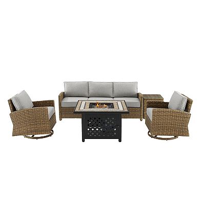 Crosley Bradenton Outdoor Rocker, Couch, End Table & Fire Pit 5-piece Set