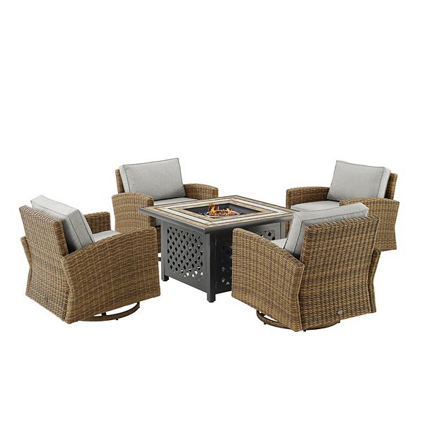 Crosley Bradenton Outdoor Conversation Fire Pit & Chair 5-piece Set