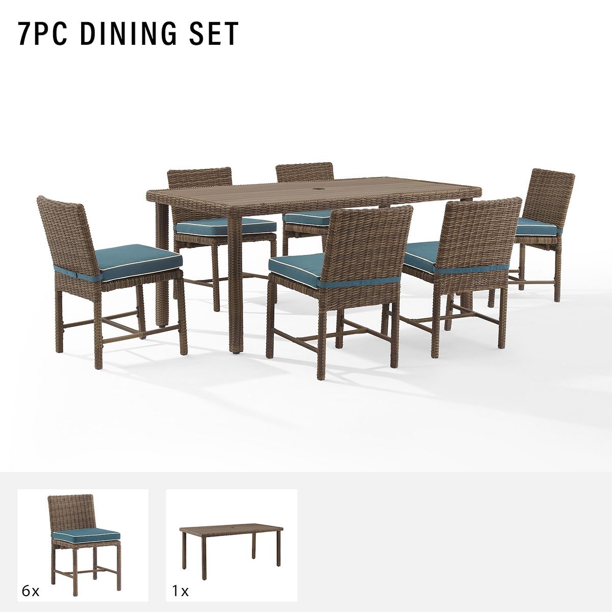 7-piece dining set includes six chairs and one table