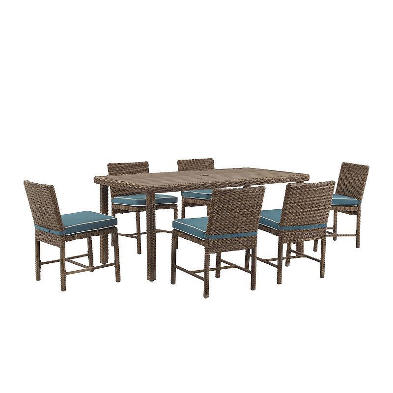Crosley Bradenton Outdoor Wicker Dining Table & Chair 7-piece Set, Blue