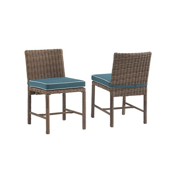 2pk Bradenton Outdoor Steel Armless Chairs Navy/Weathered Brown - Crosley