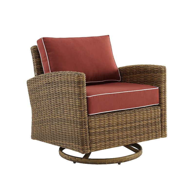 Crosley Bradenton Outdoor Wicker Swivel Rocking Patio Chair, Red