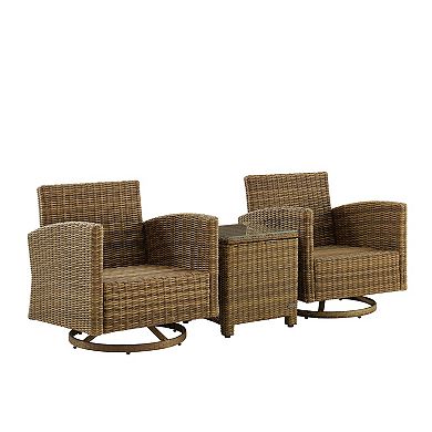 Crosley Bradenton Swivel Patio Chair & End Table 3-piece Set