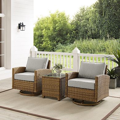 Crosley Bradenton Swivel Patio Chair & End Table 3-piece Set