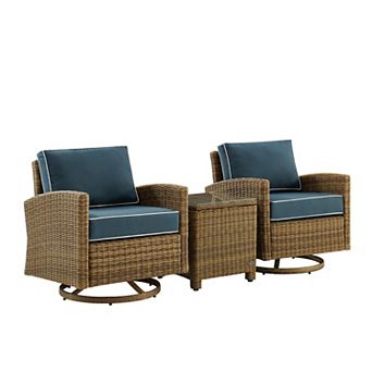 Crosley Bradenton Swivel Patio Chair & End Table 3 pc Set