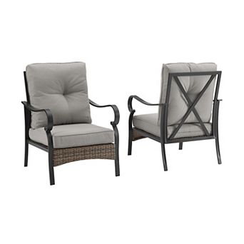 Crosley Dahlia Outdoor Metal & Wicker Armchair 2 pc Set