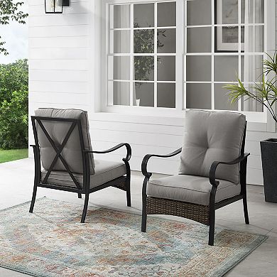 Crosley Dahlia Outdoor Metal & Wicker Armchair 2-pc. Set