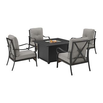Crosley Dahlia Outdoor Metal Conversation Set with Fire Table