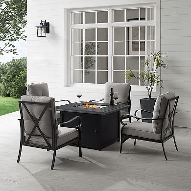 Crosley Dahlia Outdoor Metal Conversation Set with Fire Table
