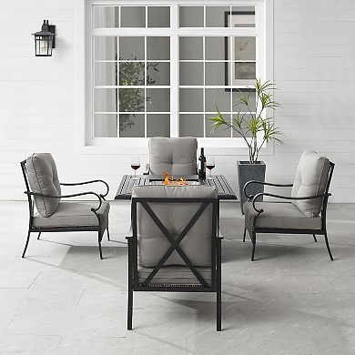 Crosley Dahlia Outdoor Metal Conversation Set with Fire Table