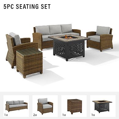 Crosley Bradenton Outdoor Wicker Sofa Set with Fire Table