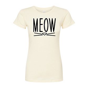 Juniors' Meow Fitted Graphic Tee