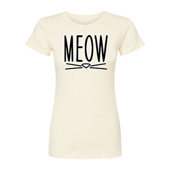 Juniors' Meow Fitted Graphic Tee